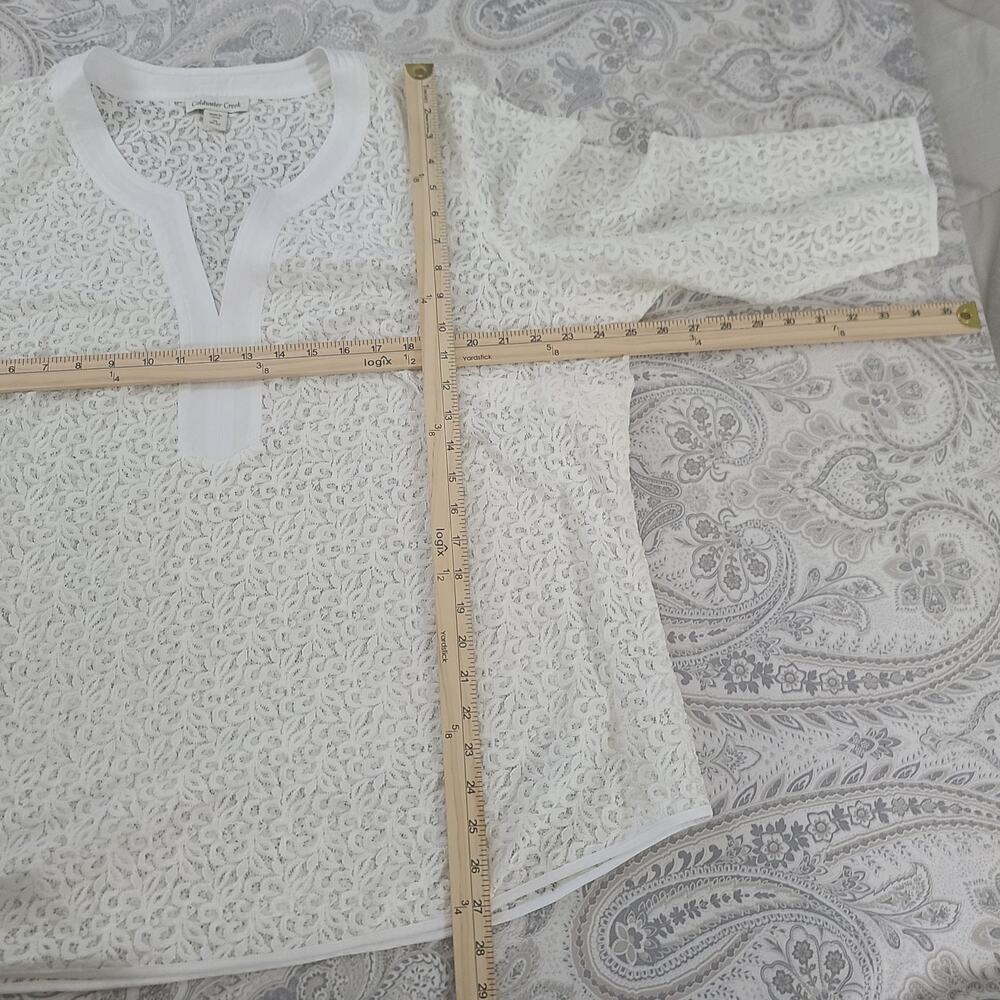 Coldwater Creek sheer summer lace tunic Ivory Size 2X Euro summer Coastal vibes - Picture 3 of 9